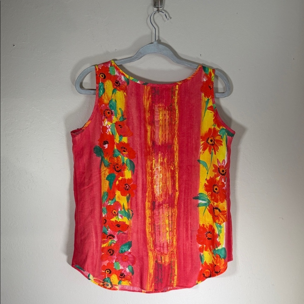 Jams World Vibrant Floral Tank Top - Red, Yellow, and Green - Picture 4 of 7